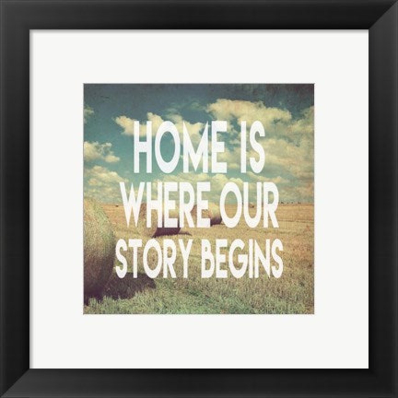 Framed Art Home is Where Our Story Begins Bales of Hay Wall Decor 18x24 Artwork